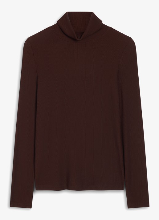 Hobbs Kiera longsleeve met col - voorkant 2 bruin