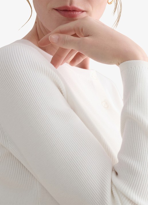 Hobbs Larissa vest met ribstuctuur - detail 5 ivoor
