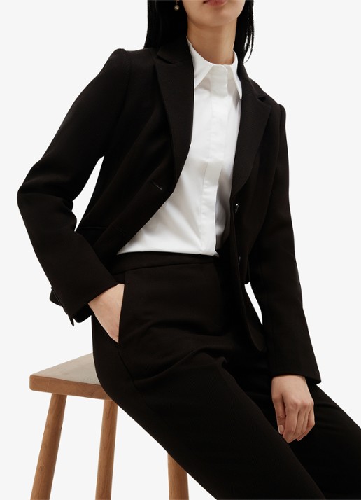 Hobbs Lea high waist slim fit pantalon met steekzakken - detail 5 zwart