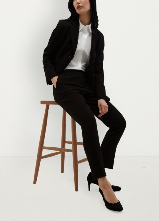 Hobbs Lea high waist slim fit pantalon met steekzakken - voorkant 3 zwart