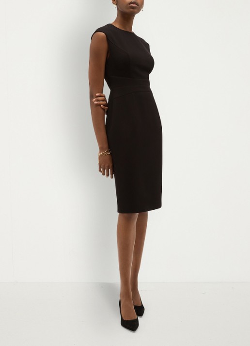 Hobbs Lea midi jurk met split - voorkant 3 zwart