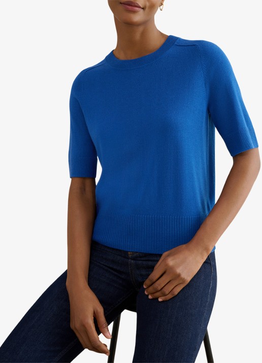 Hobbs Leena fijngebreide top in wolblend - detail 4 blauw