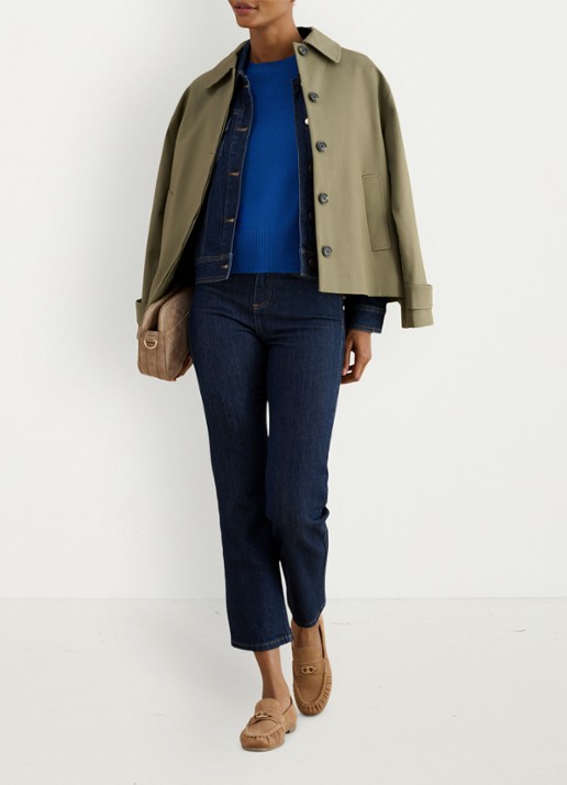 Hobbs Leena fijngebreide top in wolblend - voorkant 3 blauw