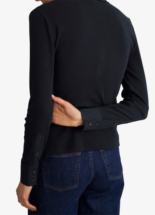 Hobbs Lennox polo in katoenblend - detail 3 donkerblauw