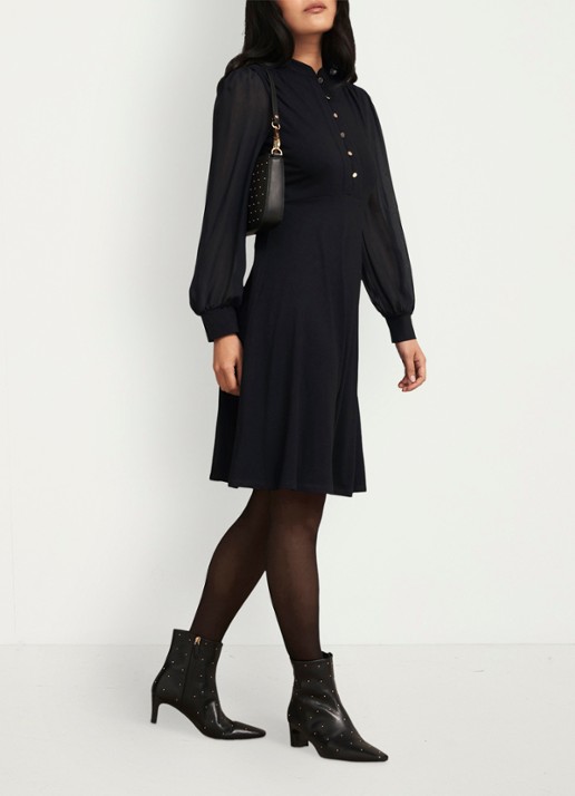 Hobbs Liberty midi tuniekjurk met pofmouwen - detail 5 zwart