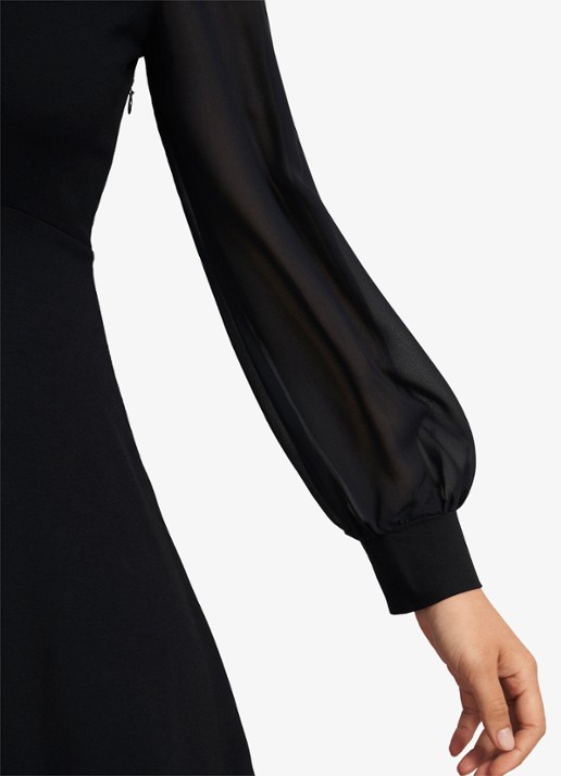 Hobbs Liberty midi tuniekjurk met pofmouwen - detail 7 zwart