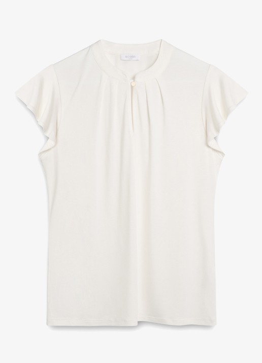 Hobbs Lila top met keyhole - voorkant 4 gebroken wit
