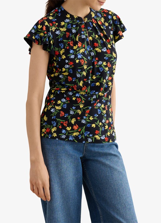 Hobbs Lila tuniek met bloemenprint - detail 4 zwart
