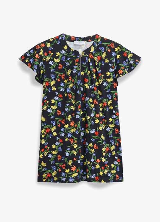 Hobbs Lila tuniek met bloemenprint - voorkant 2 zwart