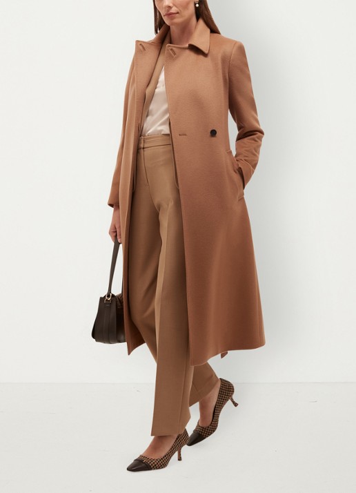 Hobbs Livia mantel van wol met strikceintuur - detail 3 camel
