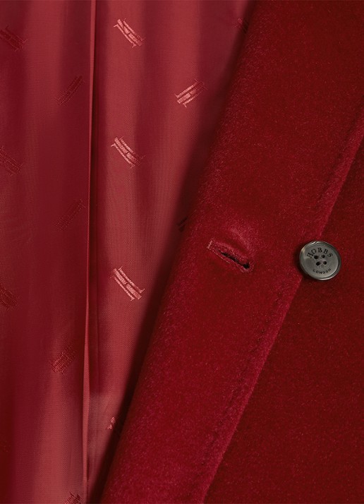 Hobbs Livia mantel van wol met strikceintuur - detail 7 donkerrood