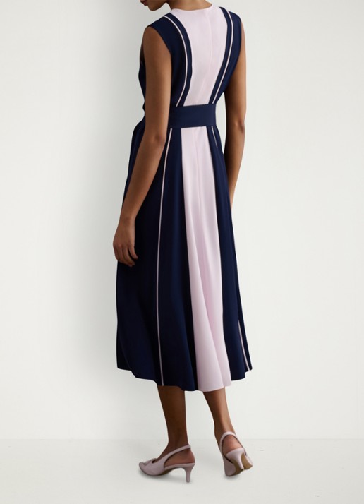 Hobbs Louise midi jurk met strikceintuur - achterkant 3 oudroze