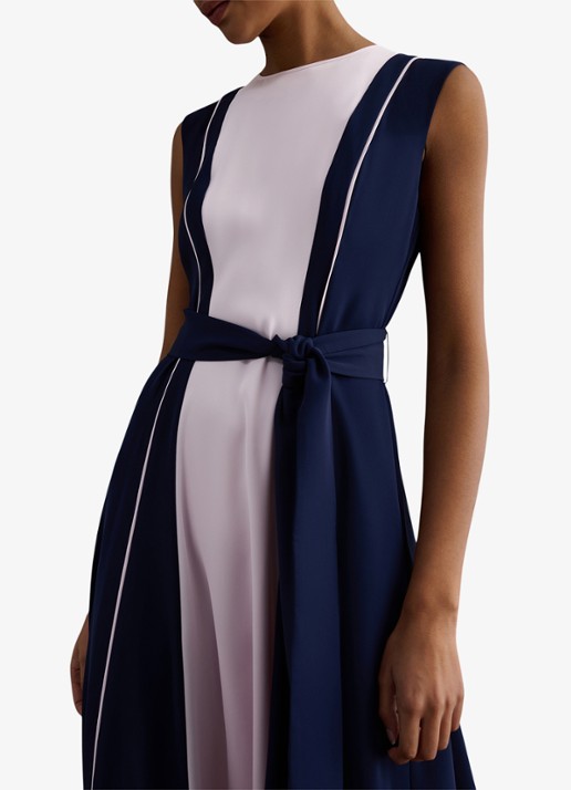 Hobbs Louise midi jurk met strikceintuur - detail 4 oudroze
