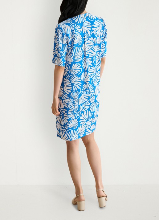 Hobbs Lucille mini tuniekjurk met print  - achterkant blauw