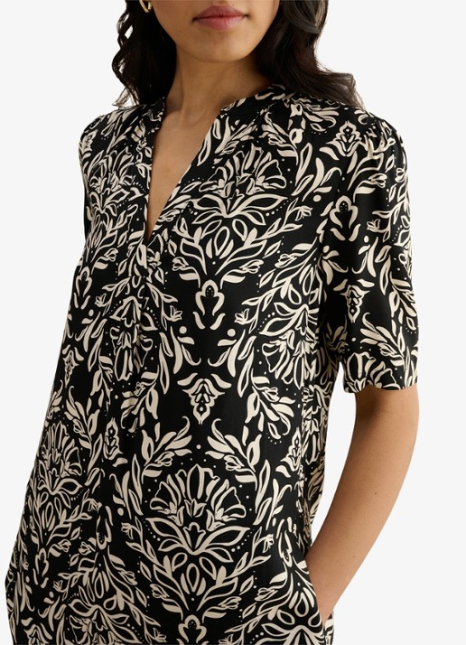 Hobbs Lucille mini tuniekjurk met print  - detail 3 zwart