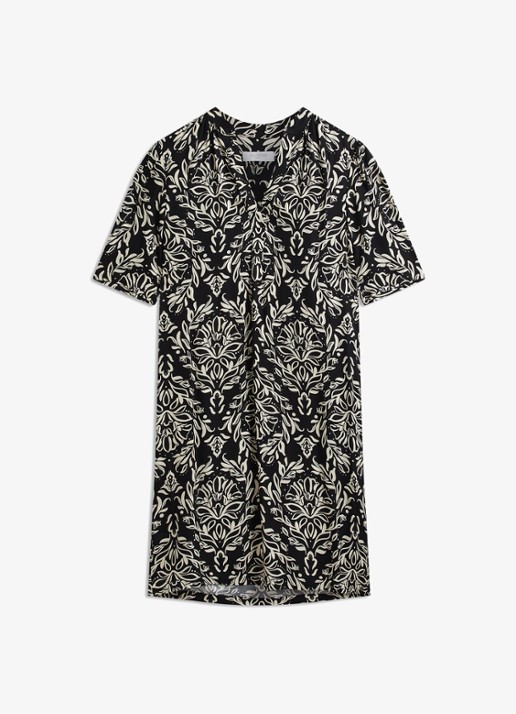 Hobbs Lucille mini tuniekjurk met print  - voorkant zwart