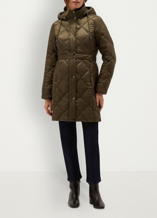 Hobbs Lumi puffer jas met ceintuur