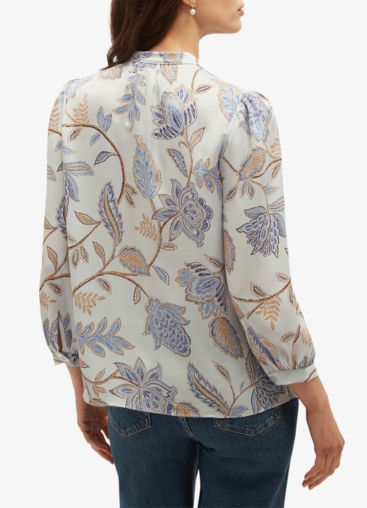 Hobbs Malia blouse met bloemenprint - achterkant 5 ivoor