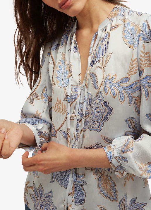 Hobbs Malia blouse met bloemenprint - detail 2 ivoor