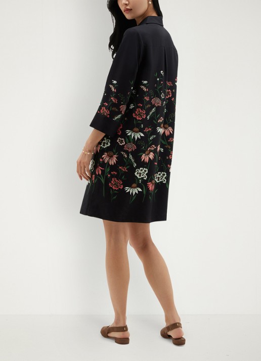 Hobbs Marci mini blousejurk met bloemenprint - achterkant 5 donkerblauw