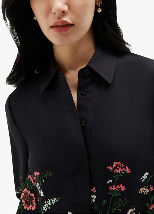 Hobbs Marci mini blousejurk met bloemenprint - detail 3 donkerblauw