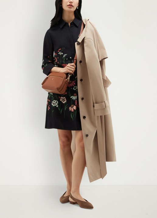 Hobbs Marci mini blousejurk met bloemenprint - detail 4 donkerblauw