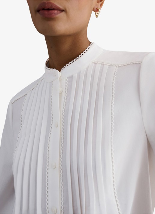 Hobbs Mariette blouse met plooien  - detail 3 ivoor
