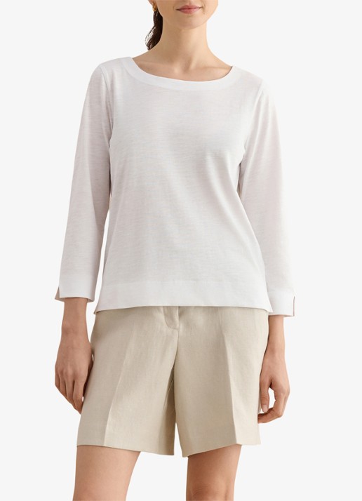 Hobbs Martie longsleeve met boothals - detail wit