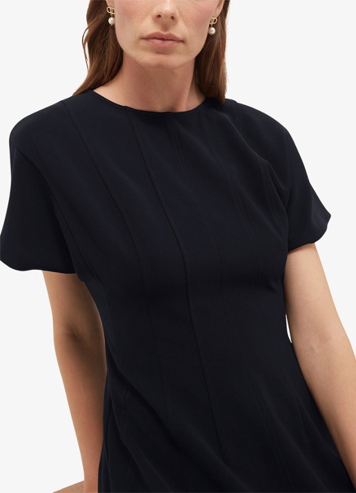 Hobbs Melina mini jurk met plooien - detail 3 donkerblauw