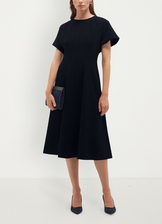 Hobbs Melina mini jurk met plooien - detail 4 donkerblauw