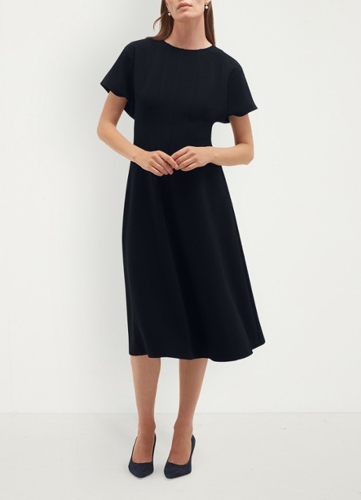 Hobbs Melina mini jurk met plooien - voorkant 2 donkerblauw