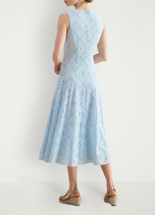 Hobbs Midi jurk met borduring - achterkant lichtblauw