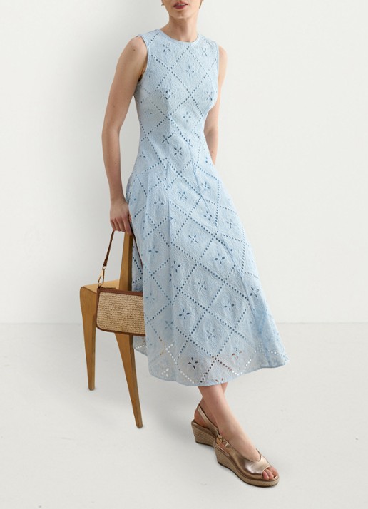 Hobbs Midi jurk met borduring - detail 5 lichtblauw