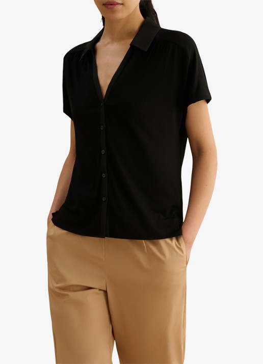 Hobbs Miley blouse met V-hals - detail 4 zwart