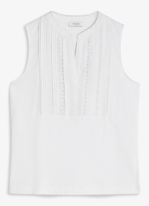 Hobbs Millie top met broderie - voorkant 2 wit