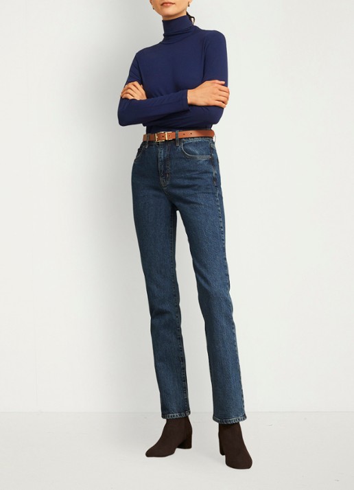 Hobbs Mischa top met col - voorkant 3 donkerblauw