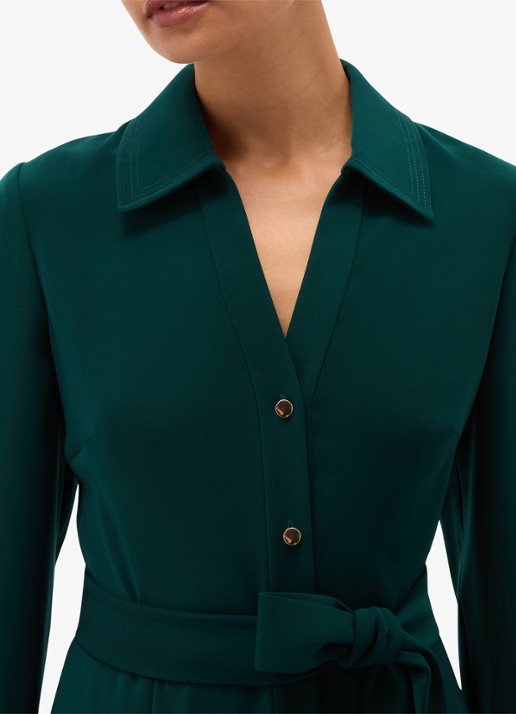 Hobbs Mylie midi blouse jurk met ceintuur - detail 4 groen