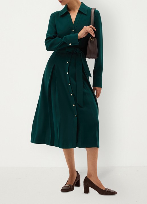 Hobbs Mylie midi blouse jurk met ceintuur - detail 6 groen