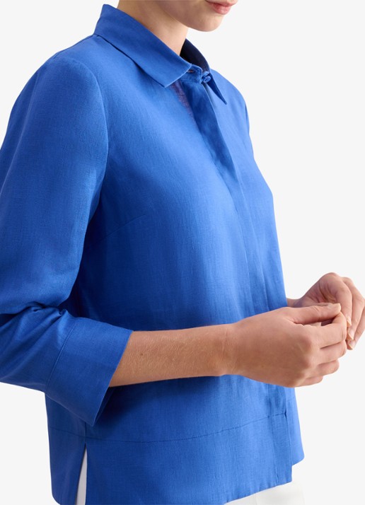 Hobbs Nita blouse van linnen - detail 4 blauw
