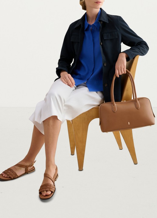 Hobbs Nita blouse van linnen - detail 5 blauw