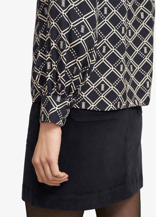 Hobbs Paulina blouse met grafische print  - detail 6 donkerblauw