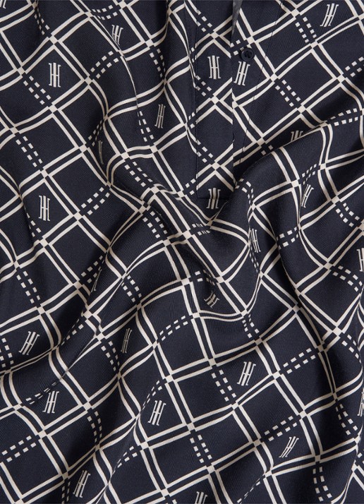 Hobbs Paulina blouse met grafische print  - detail 7 donkerblauw