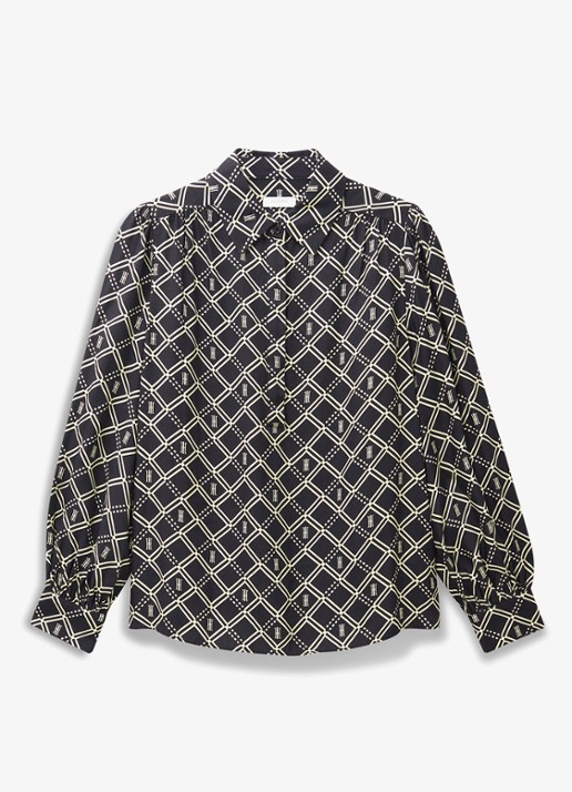 Hobbs Paulina blouse met grafische print  - voorkant 2 donkerblauw
