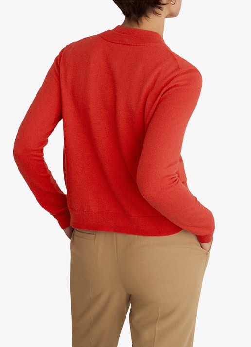Hobbs Priya fijngebreid vest in merino wolbend - achterkant rood