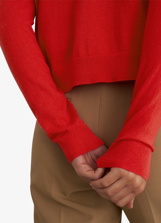 Hobbs Priya fijngebreid vest in merino wolbend - detail 6 rood