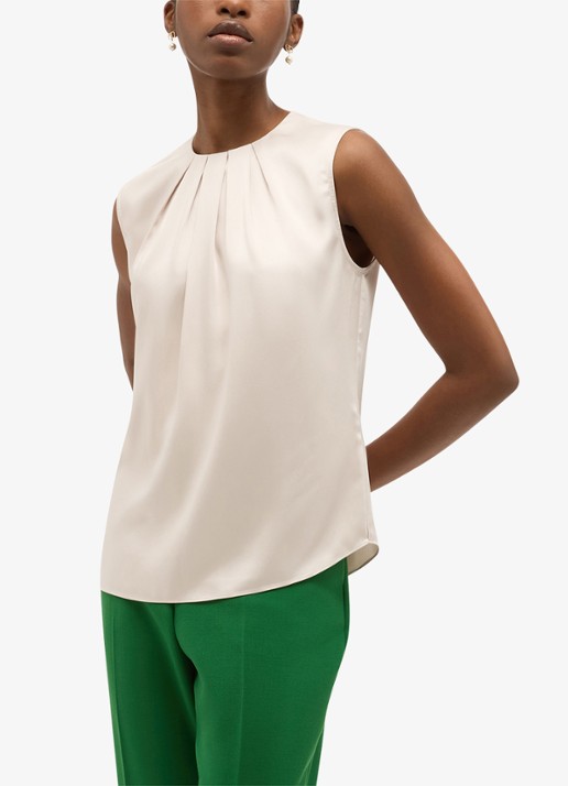 Hobbs Rosanne top met plooien - detail 2 parelmoer