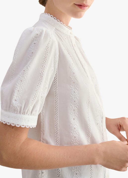 Hobbs Sawyer blouse met borduring  - detail 4 wit