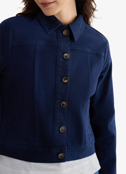 Hobbs Selborne spijkerjas met steekzakken - detail 3 donkerblauw