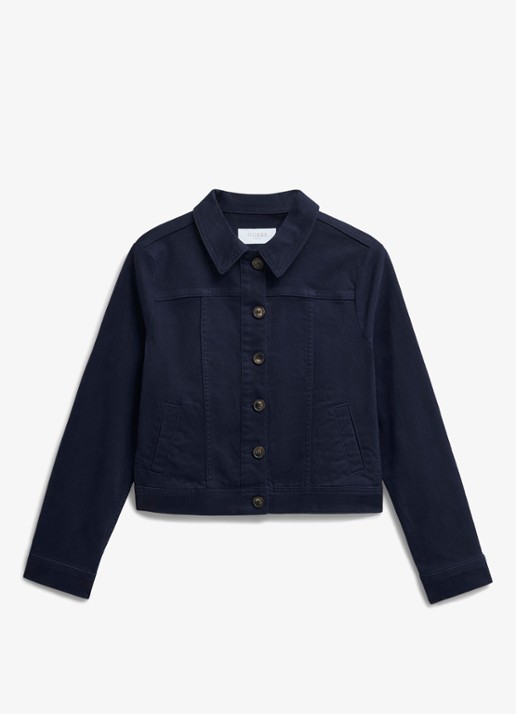 Hobbs Selborne spijkerjas met steekzakken - voorkant 4 donkerblauw