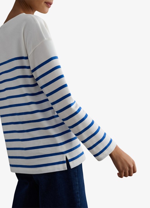 Hobbs Sian longsleeve met streepprint - detail 4 blauw